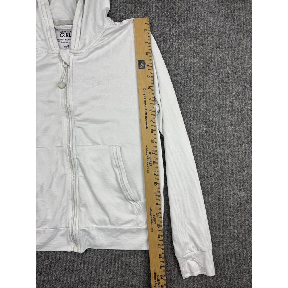 Athleta Girl Hoodie Girls XXL/16 White Full Zip Thumbholes Lightweight Jacket - Picture 3 of 7